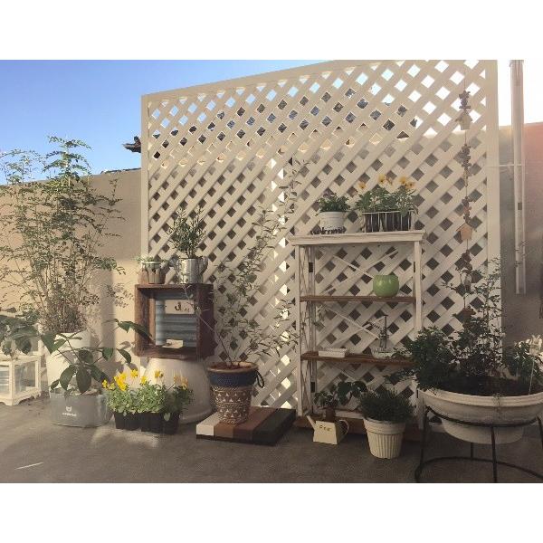 特注ラティスフェンス匠 目隠し ななめ格子 ホワイト 木製 高さ＋横幅