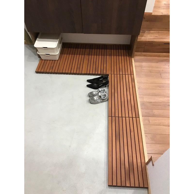 ウッドデッキマット（ベランダすのこ）天然木 ウッドデッキ匠 すのこデッキ 30cm×60cm×厚み4cm 6枚セット チーク色