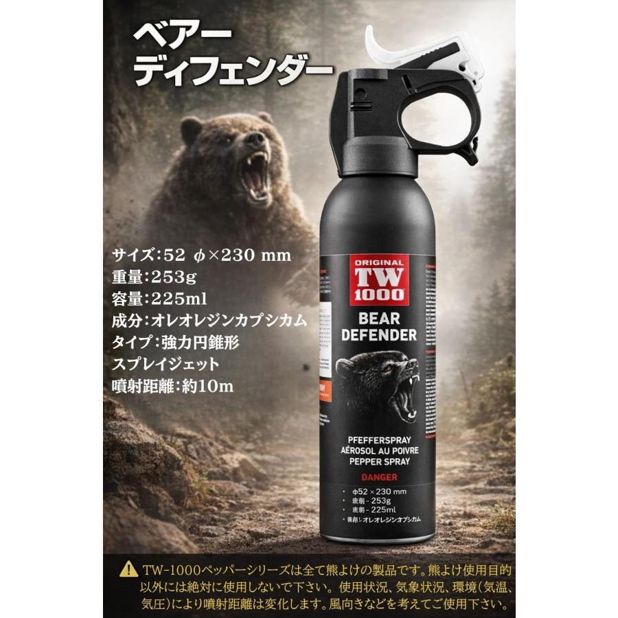 熊よけスプレー 熊対策用ペッパースプレーTW1000【ベアディフェンダー 