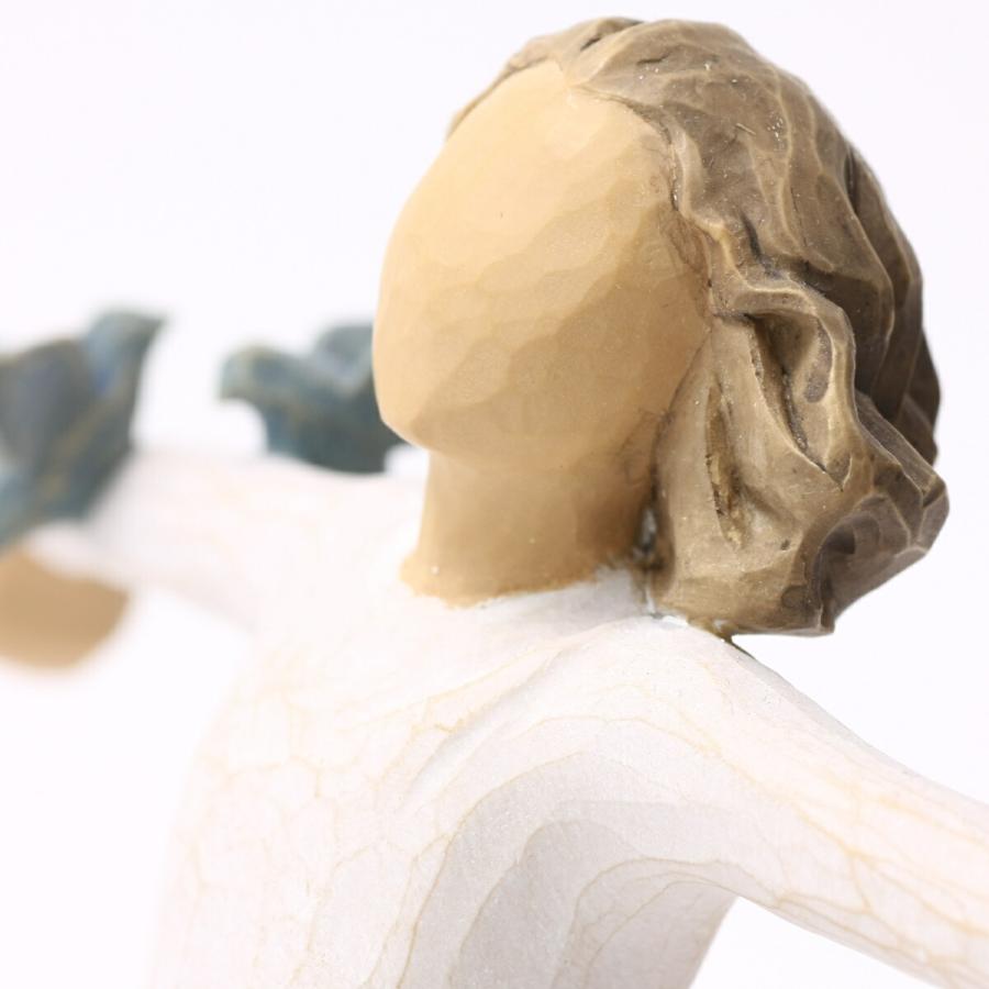 【極美品】高級クレイアート貴婦人ミニトレイ 一点物 彫刻オブジェ15,000円 ウィローツリー彫像 Happiness - 幸せ 14cm 小鳥 少女 | おしゃれ 置物