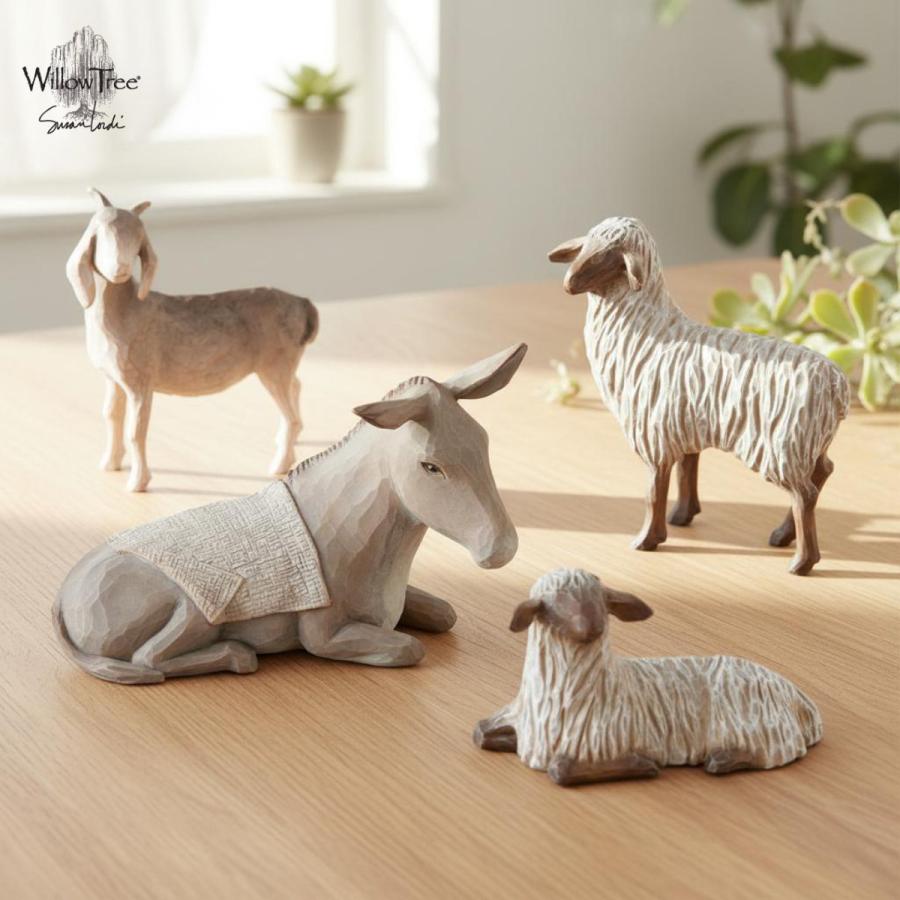ウィローツリー Sheltering Animals - 動物たち 7.5cm | キリスト 降誕セット 馬小屋セット ナティビティ プレゼピオ 置物 | 