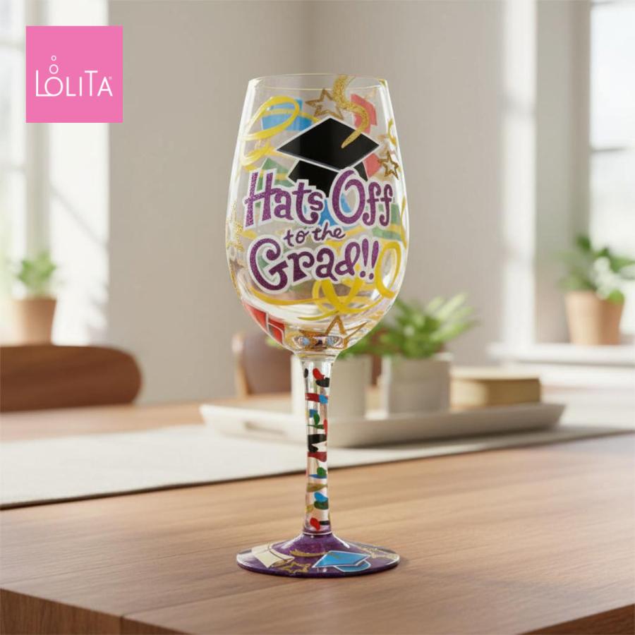 Lolita ワイングラス Hats off to Grad 22.4cm 卒業生に敬意を | かわいい おしゃれ ポップ モダン デザイン食器 アー | 