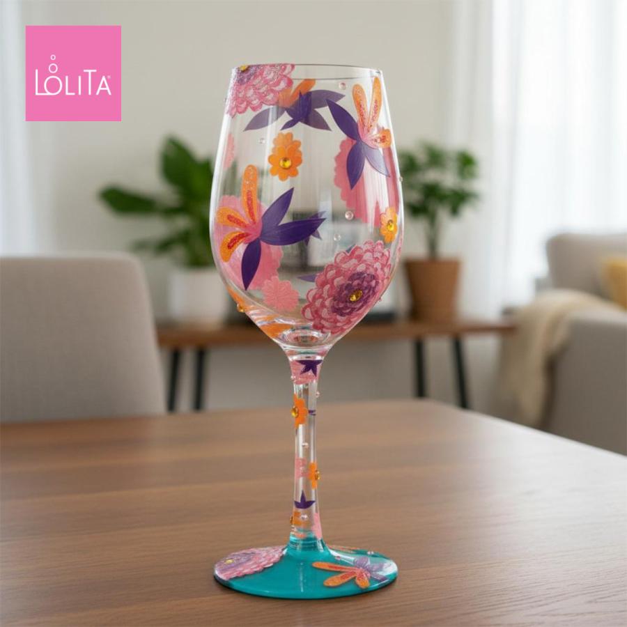 Lolita ワイングラス Funky Florals 22.4cm 独創の花々 | かわいい