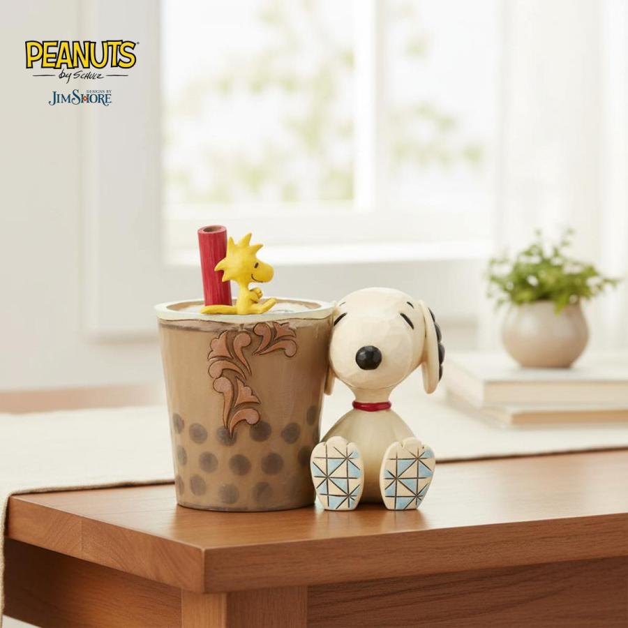 スヌーピー&ウッドストック タピオカティー 10.9cm | ジムショア ピーナッツ グッズ フィギュア 人形 置物 彫刻 Jim Shore 正規輸 | SNOOPY