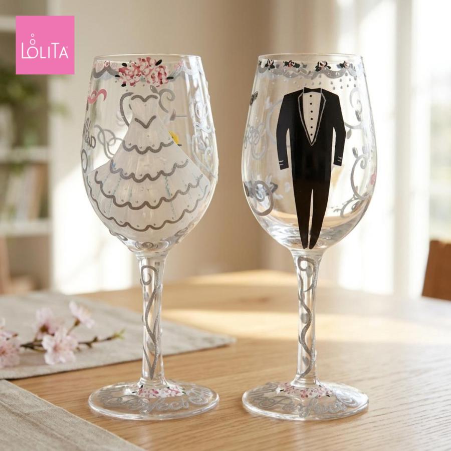 Lolita ワイングラス BRIDE＆GROOM 22.4cm 花嫁と花婿 | かわいい おしゃれ ポップ モダン デザイン食器 アート ロリータ・ | 