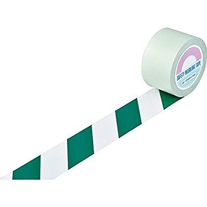 緑十字 ガードテープ(ラインテープ) 白 青(トラ柄) 75mm幅×20m 148125 ラインテープ