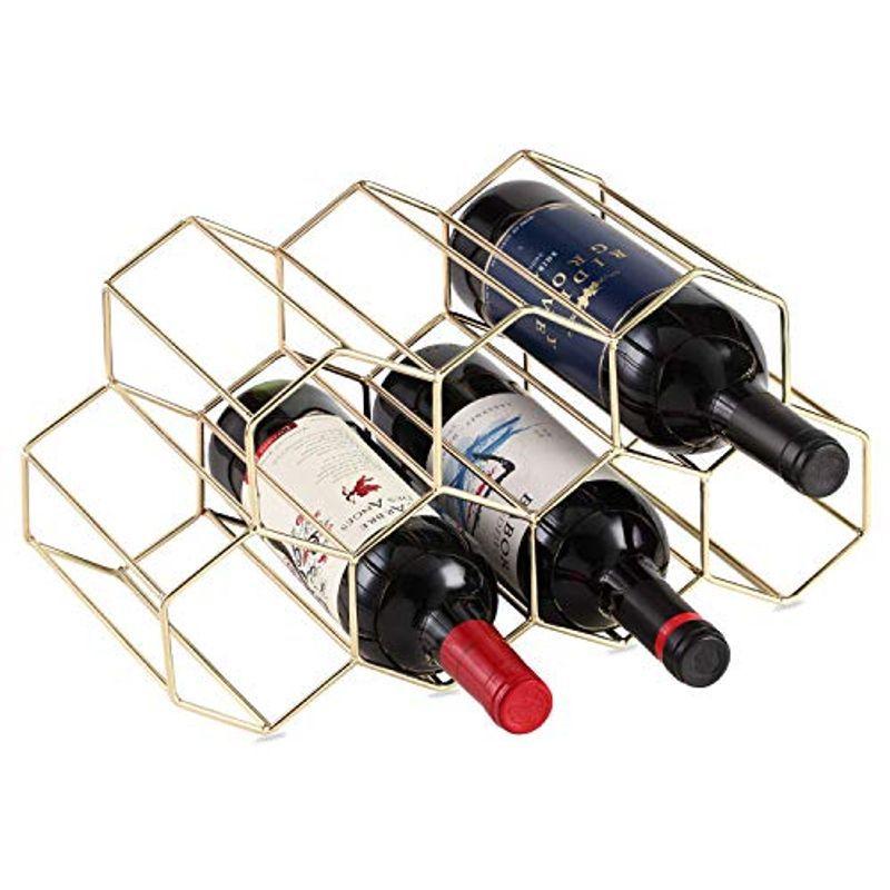 予約Lesige 金属製 ワインボトルホルダー ワインラック ワイン収納 ワインスタンド 積み重ね式 ワイン棚 9本用 シャンパンホルダー ワイ  キッチン収納、ラック
