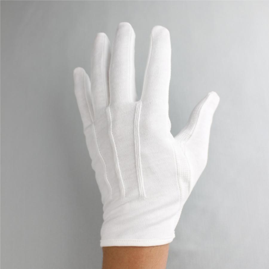 ドライブ手袋 白手袋 黒 綿 滑り止め付き ホック付き 3本飾り 手袋 1双