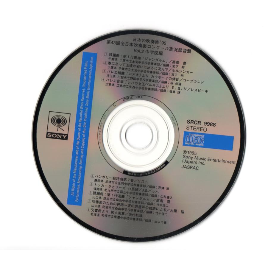 送料無料 廃盤CD 日本の吹奏楽95 Vol.2 中学校編 土気:春王 野田:カウボーイの休日 安西:ベルキス 金岡 霧丘 桑山:神話 信濃｜windbandsquare｜03