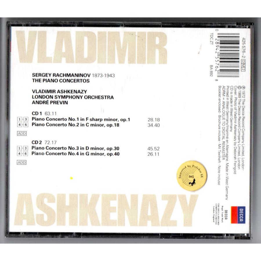 送料無料 2CD 西独盤 アシュケナージ:ラフマニノフ ピアノ 送料無料 2CD 西独盤 アシュケナージ:ラフマニノフ ピアノ