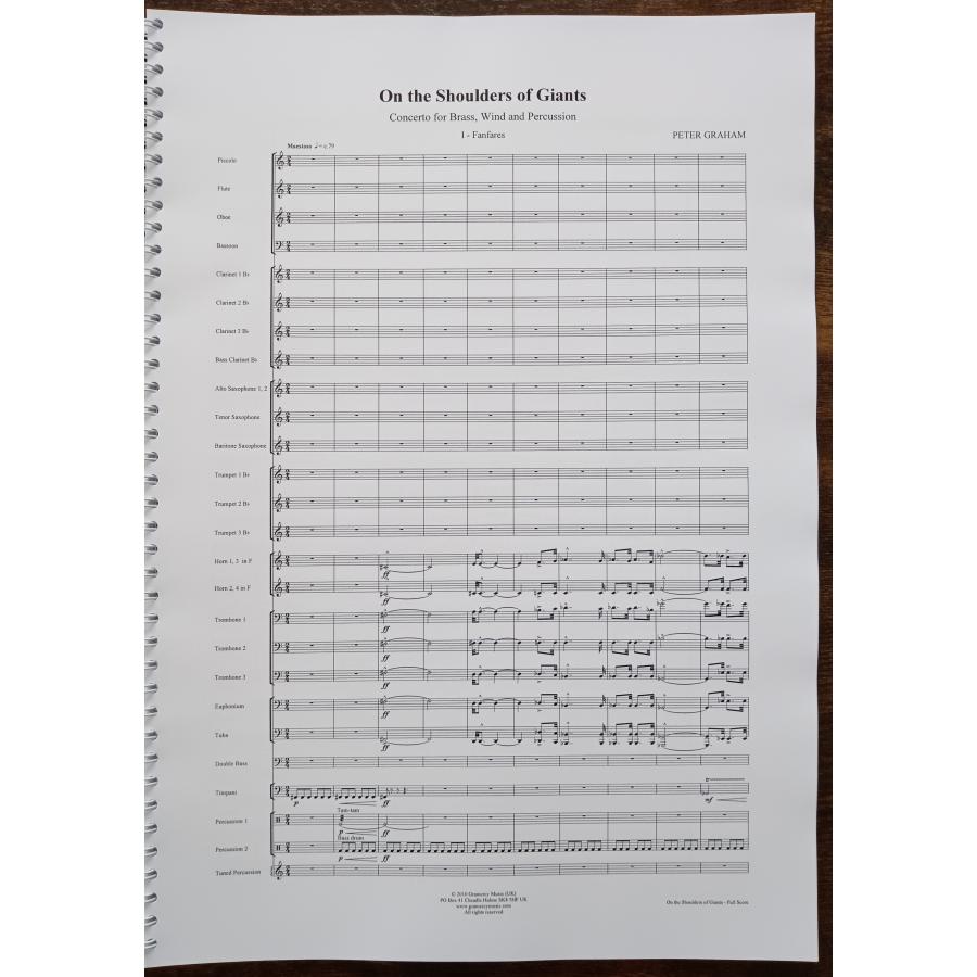 送料無料 吹奏楽楽譜 ピーター・グレイアム：巨人の肩にのって 試聴可 巨人の肩に乗って スコア・パート譜セット