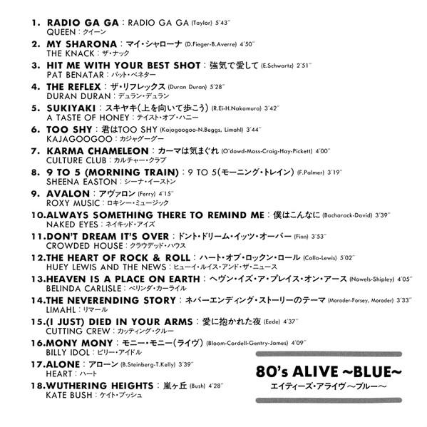 80's ALIVE BLUE エイティーズ・アライヴ 〜ブルー / 80年代洋楽