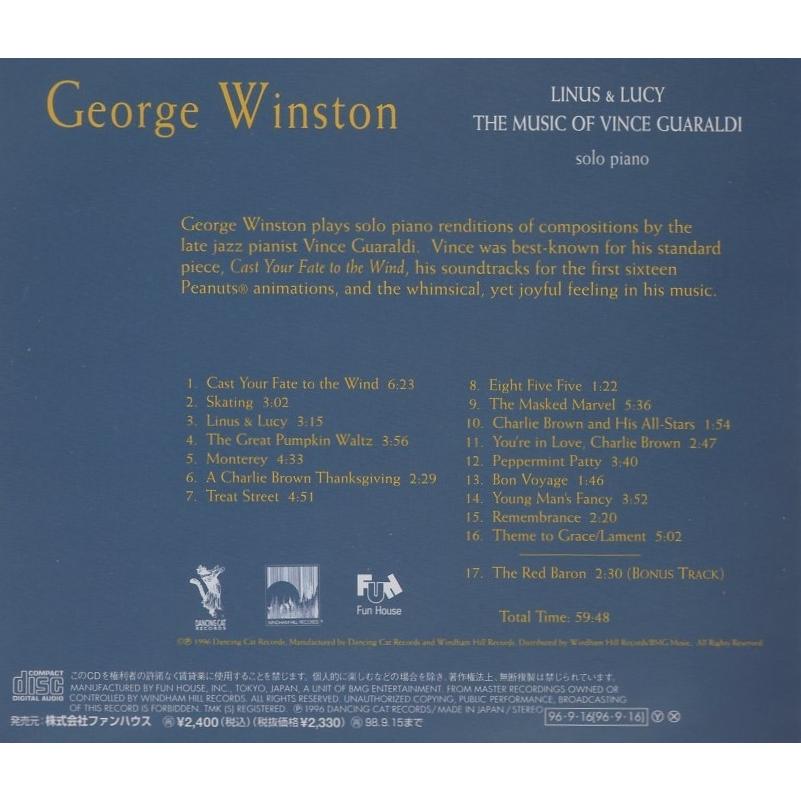 ジョージ・ウィンストン George Winston / ライナス＆ルーシー ~ザ・ミュ−ジック・オブ・ヴィンス・ガラルディ~ / 1996.09.16 / FHCH-1001｜windcolor-y-shopping｜02