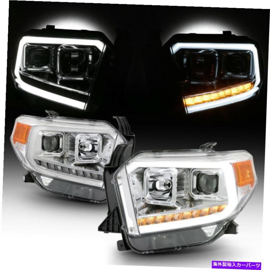 USヘッドライト 14-17トヨタツンドラペアC字型LEDバー/チューブDRL