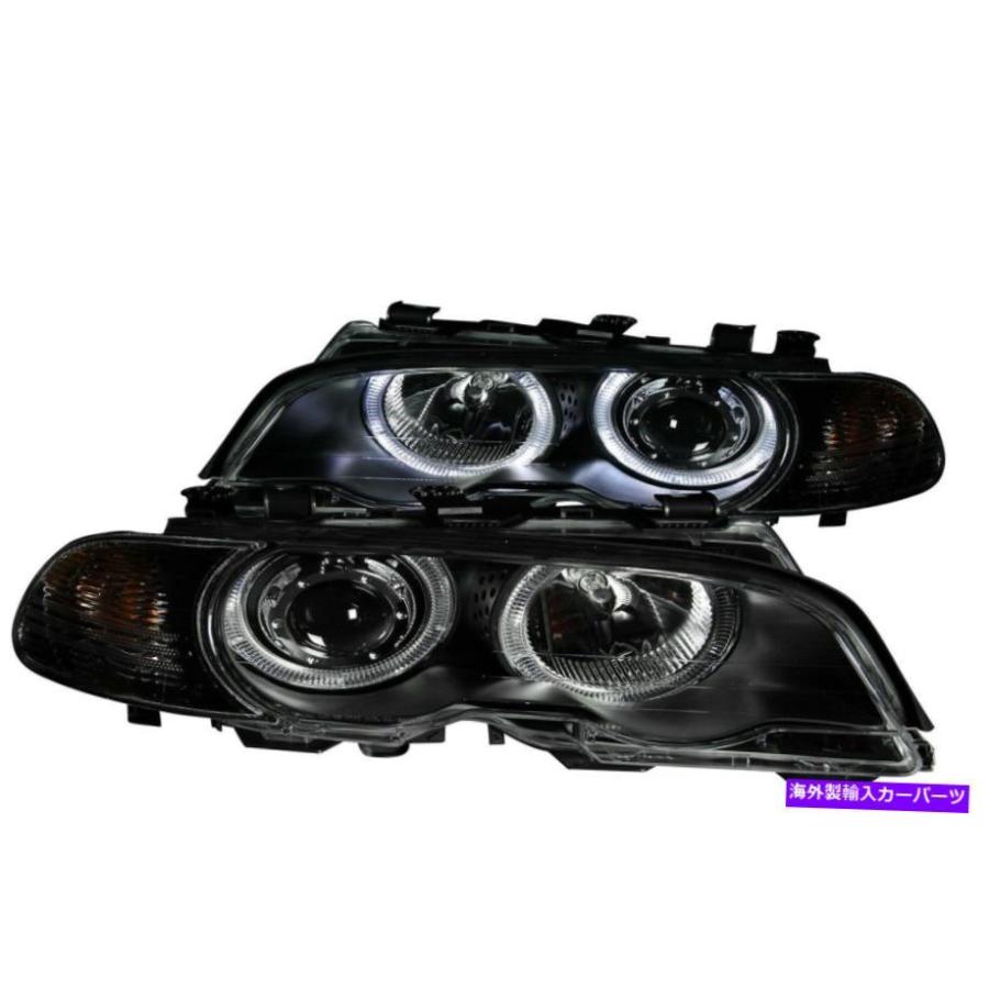 激安売れ筋 USヘッドライト 99-04 BMW 3シリーズE46 2DRのためのAnzo 121269ブラックハロゲンプロジェクターヘッドライト Anzo 121269 Black Halogen Projector H