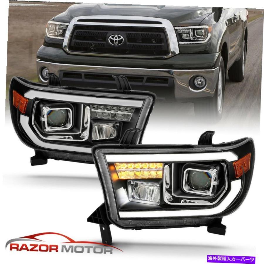 USヘッドライト 2007-2014トヨタツンドラ/セコイアスクエアプロジェクターブラックヘッドライト For 2007-2014 Toyota Tundra/Sequoia Square Project