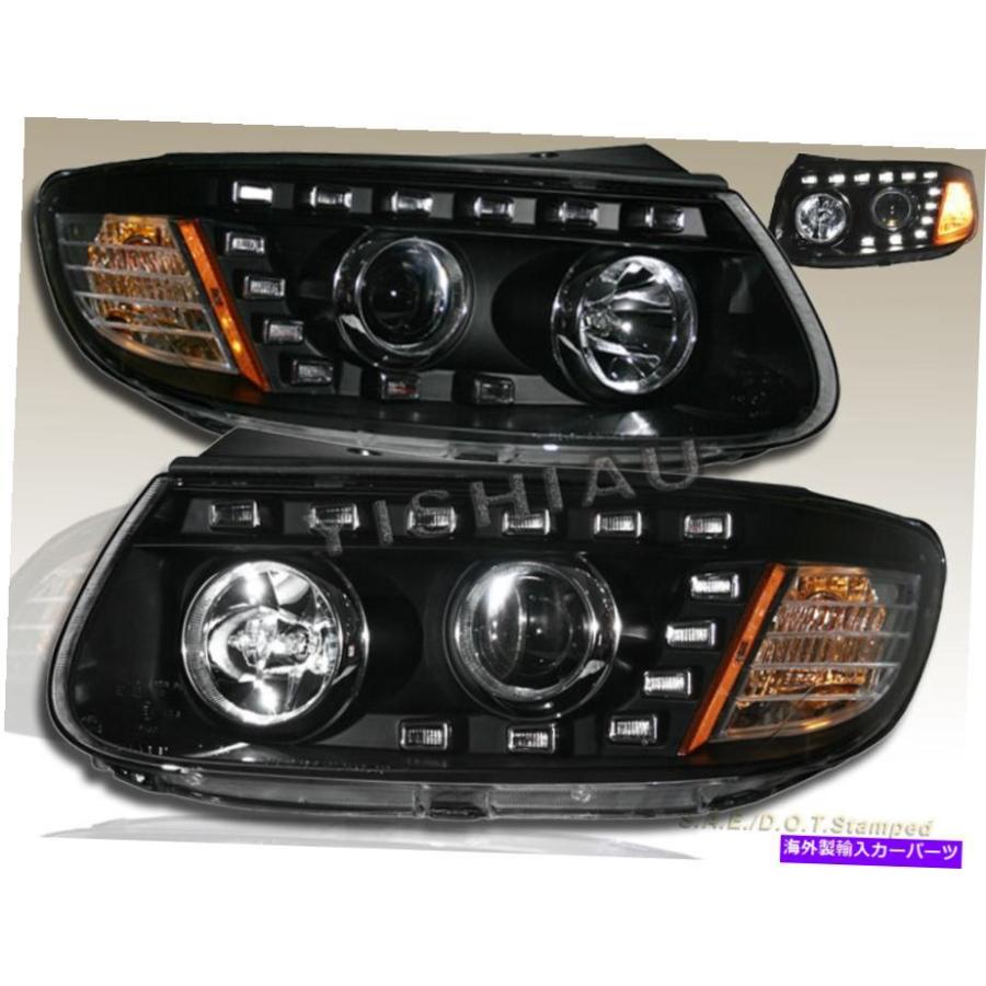 USヘッドライト 2007-2012 R8スタイルハンダイSANTA FE SE GLS LEDプロジェクターヘッドライトブラック FOR 2007-2012 R8 STYLE HYUNDAI SANTA FE SE