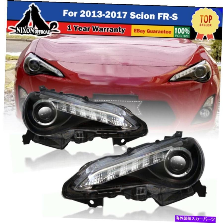 USヘッドライト 2013-2017 Scion FR-S TOYOTA 86ブラックプロジェクターヘッドライト+ LEDバー+ DRL L + R For 2013-2017 Scion FR-S Toyota 86 Black