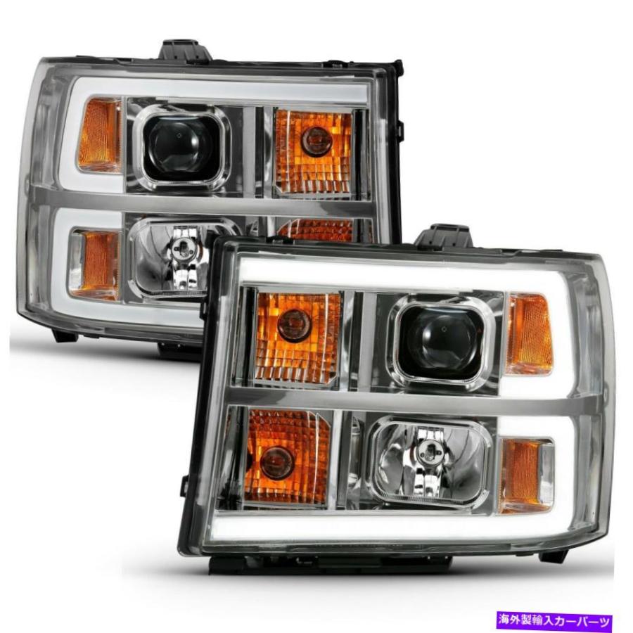 USヘッドライト 07-13 GMC Sierra 1500 2500HDのためのChrome PlankスタイルLEDバープロジェクターのヘッドライト Chrome Plank Style LED Bar Projec