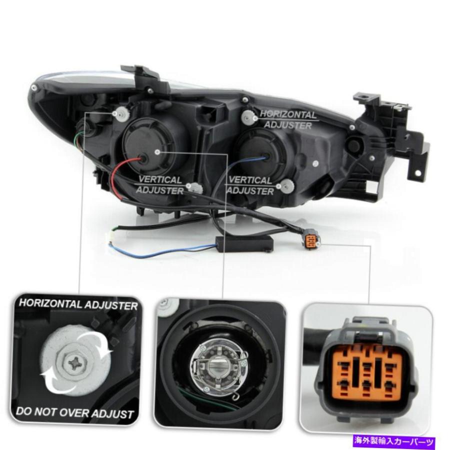 USヘッドライト 14-17マツダマツダ6ブラックLEDプラズマチューブDRL