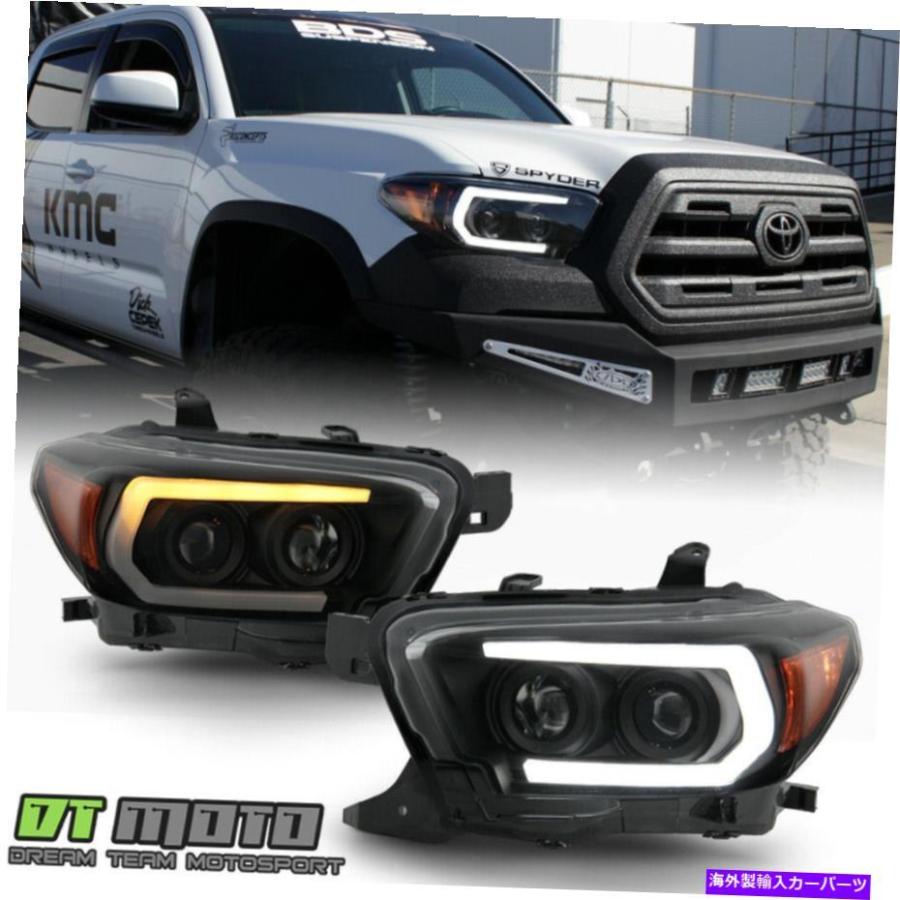 USヘッドライト 2016-2019トヨタタコマTRDブラックスモークLED DRL