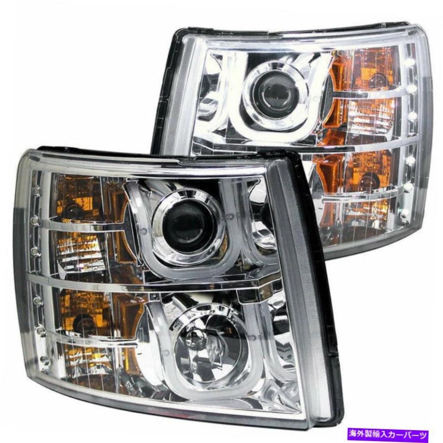 USヘッドライト Anzo USAプロジェクターヘッドライトChrome W / U-BAR用シボレーSilverado 2007-2014 Anzo USA Projector Headlights Chrome w/ U-Bar