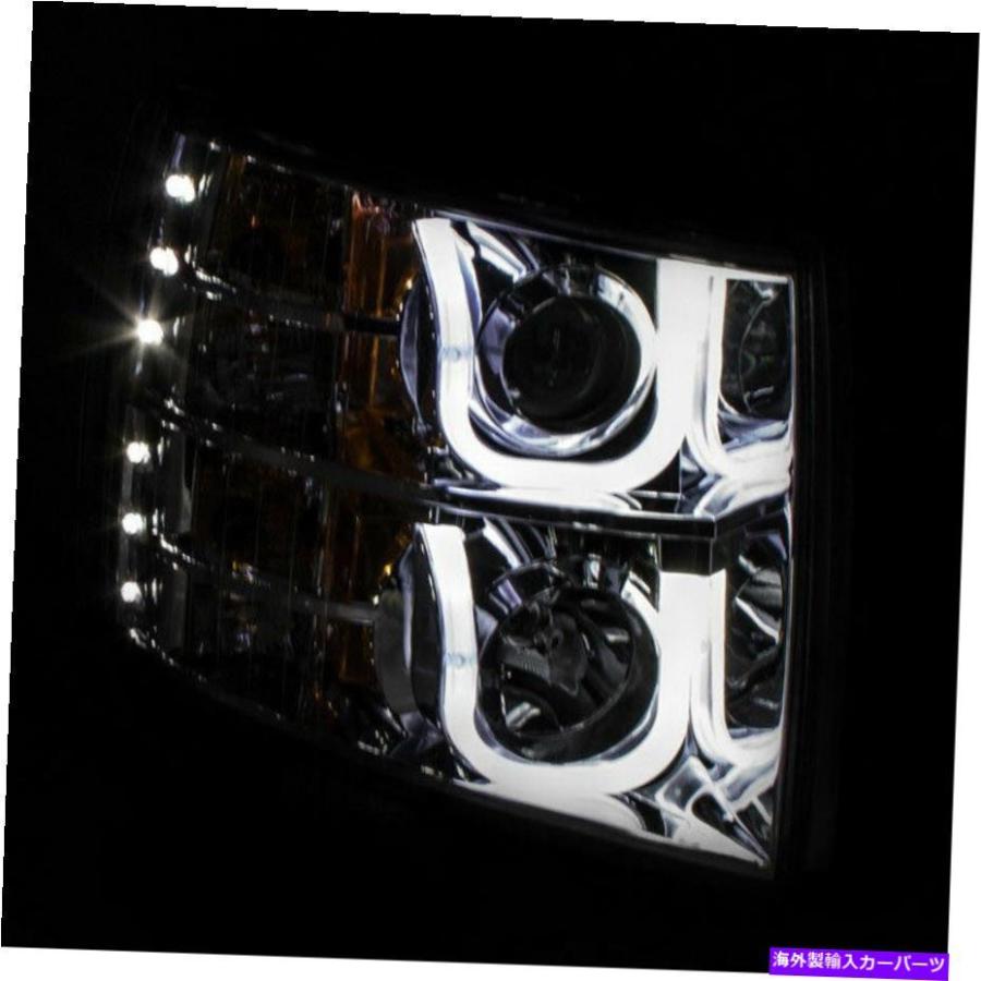 日本製品 USヘッドライト Anzo USAプロジェクターヘッドライトChrome W / U-BAR用シボレーSilverado 2007-2014 Anzo USA Projector Headlights Chrome w/ U-Bar