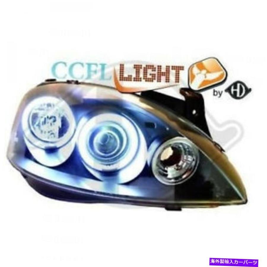 USヘッドライト ブラックフィニッシュCCFLエンジェルアイスヘッドライトOpel Corsa C 00-06の前の光を設定 Black finish CCFL angel eyes headlights