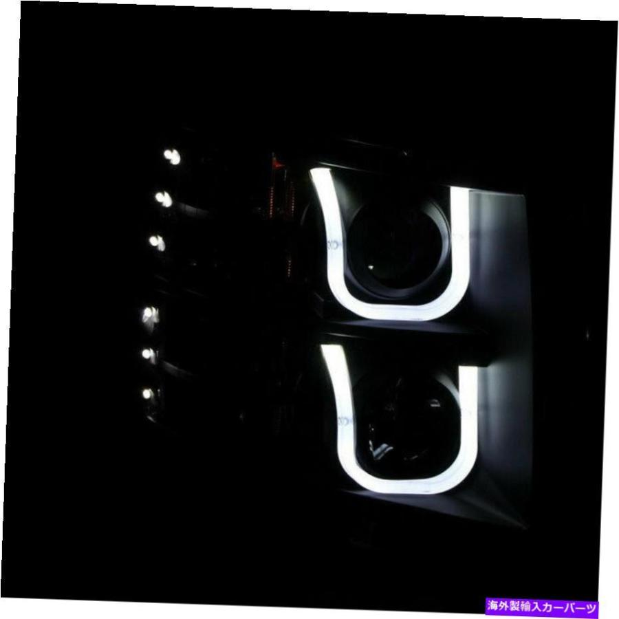 特選品 USヘッドライト Anzo USAプロジェクターヘッドライトブラックW / U-BAR用シボレーSilverado 2007-2014 Anzo USA Projector Headlights Black w/ U-Bar