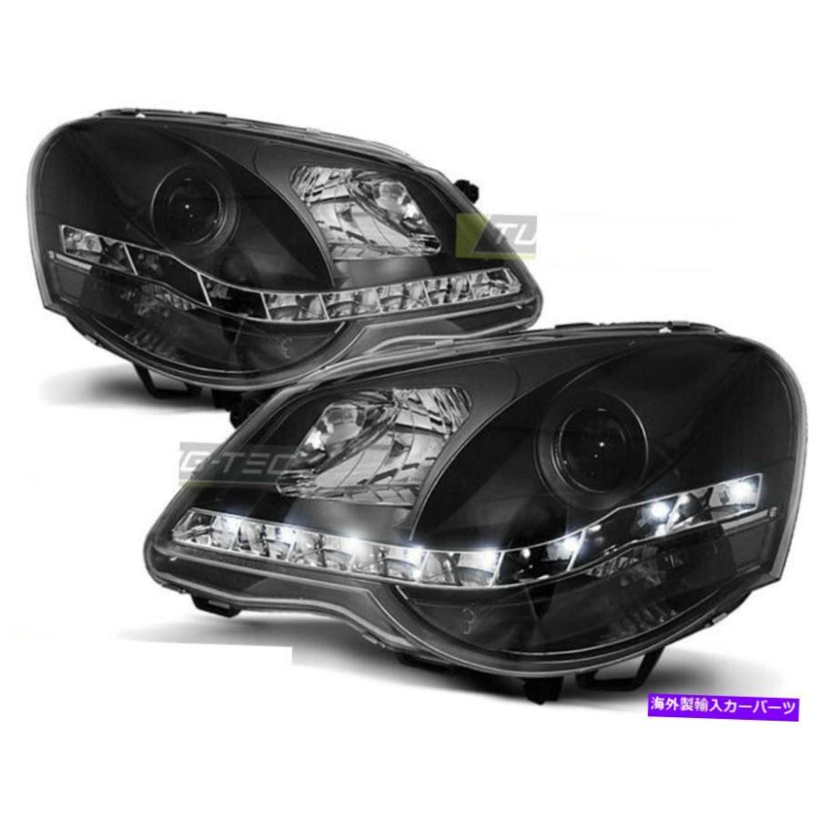USヘッドライト Ajalot LED DRL ETSI VW POLO 9N3 05-09日光ブラック