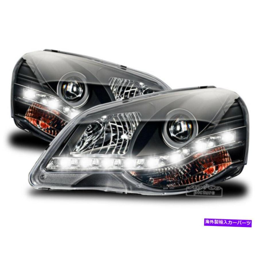 USヘッドライト Ajalot LED DRL ETSI VW POLO 9N3 05-09日光ブラック