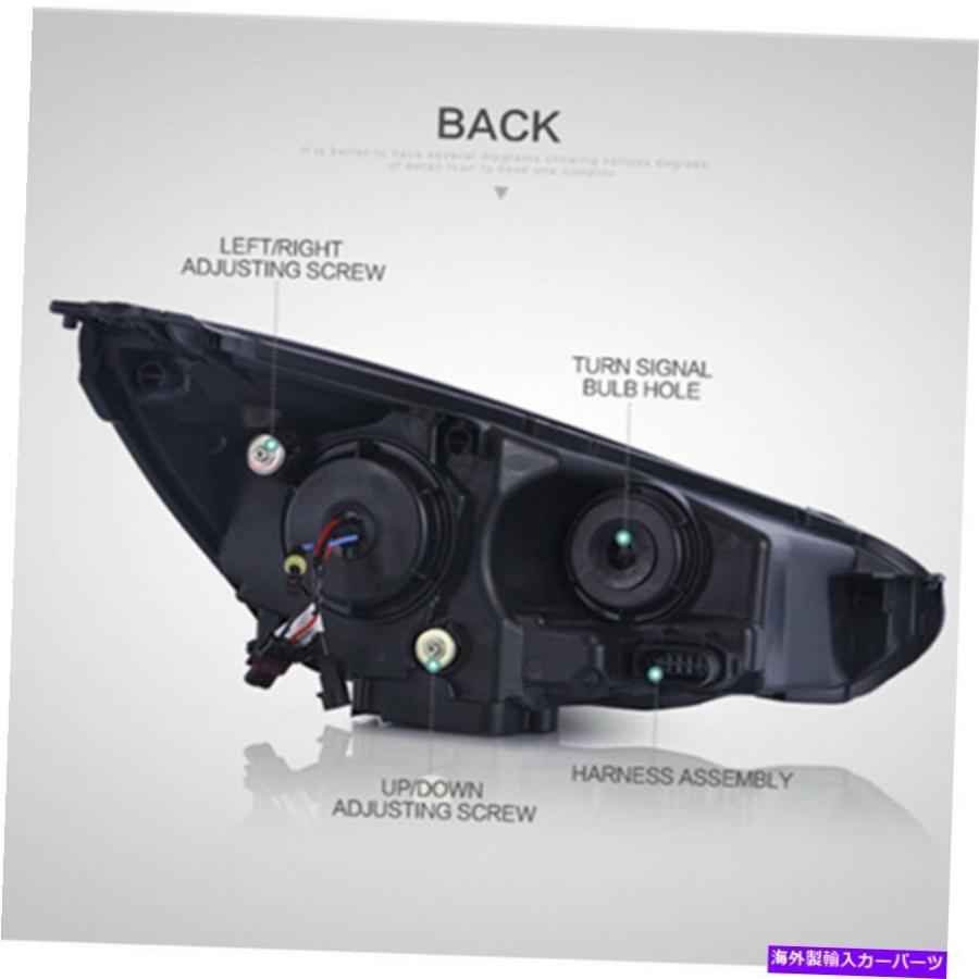 購入特価商品 USヘッドライト 2ピースヘッドライトヘッドLED DRL HaloプロジェクターランプRH + LH FORDフォーカス 2pcs Headlight Head Led drl Halo projector La