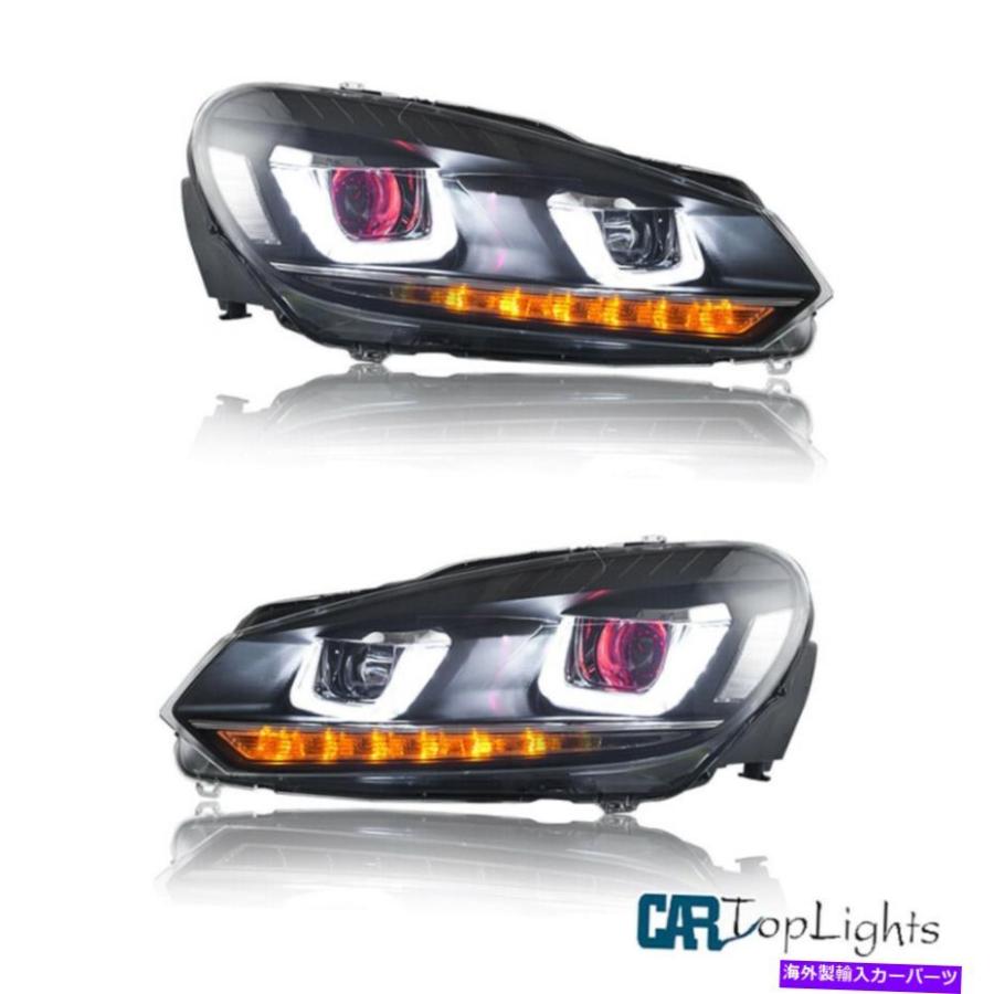 USヘッドライト LEDのヘッドライトG7は2010-2014フォルクスワーゲンゴルフ6 MK6 VW DRL赤い悪魔の目を探す LED Headlights G7 Look For 2010-2014 VOL