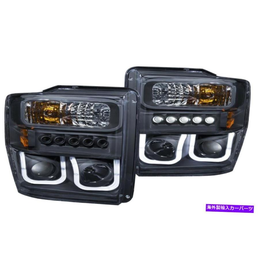 USヘッドライト Anzo 111305 Projector Headlight Black for 08-10 Ford F-250/350/450/550 SuperDuty Anzo 111305 Projector Headlight Black for 08