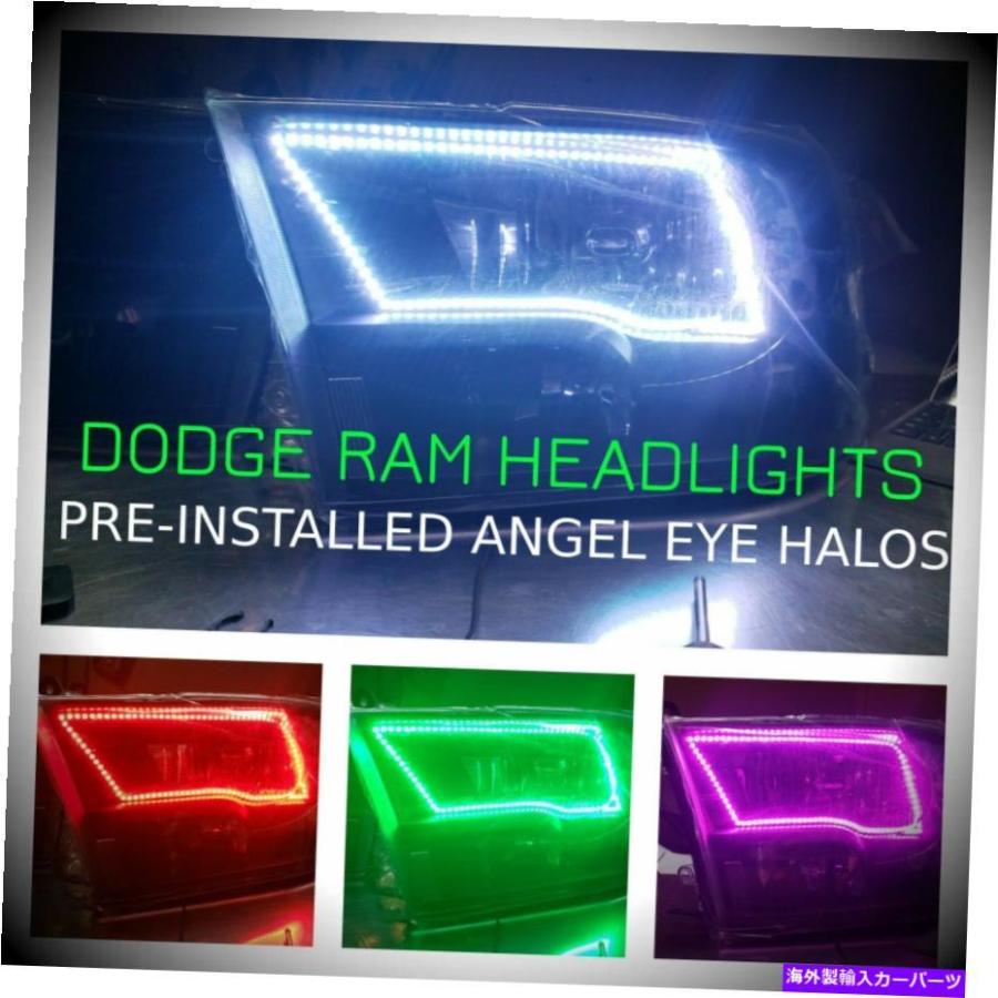 USヘッドライト Dodge Ramプレインストールされたカラーシフトエンジェルアイハローヘッドライト Dodge Ram Preinstalled Colorshift Angel Eye Halo