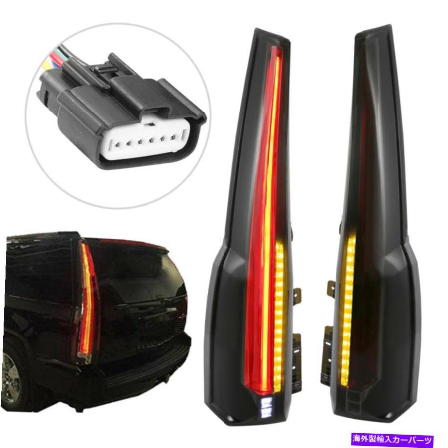 USヘッドライト 燻製LEDリアランプテールライト15~20 GMC Yukon XLキャデラックスタイル1ペア Smoked LED Rear Lamp Tail Lights For 15-20 GMC Yukon