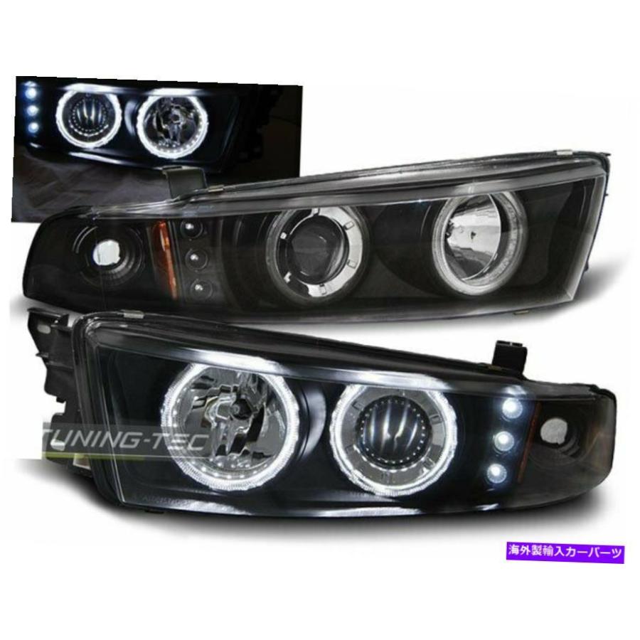 USヘッドライト Mitsubishi Galant 8 EA0 96-06 Angel Eyes Black CCFL 