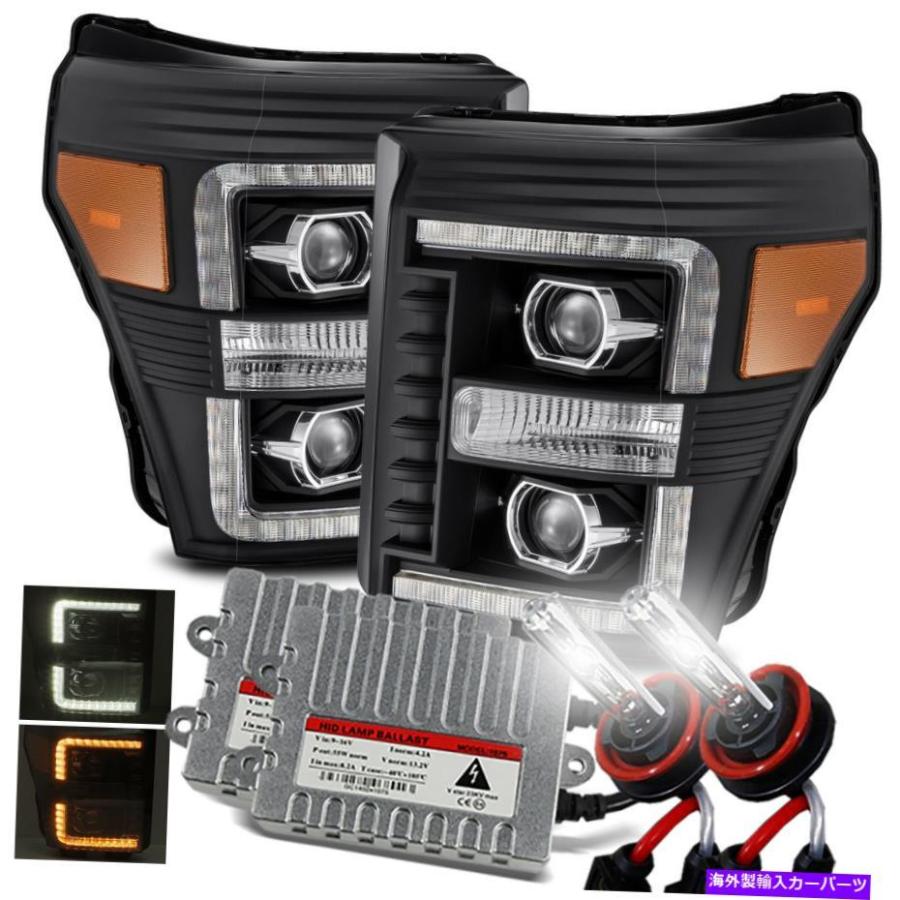 USヘッドライト 6000K HID / 11-16 F250 / F350 / F450 / F550スーパーデューティブラックプロジェクターヘッドライト 6000K HID/For 11-16 F250/F350