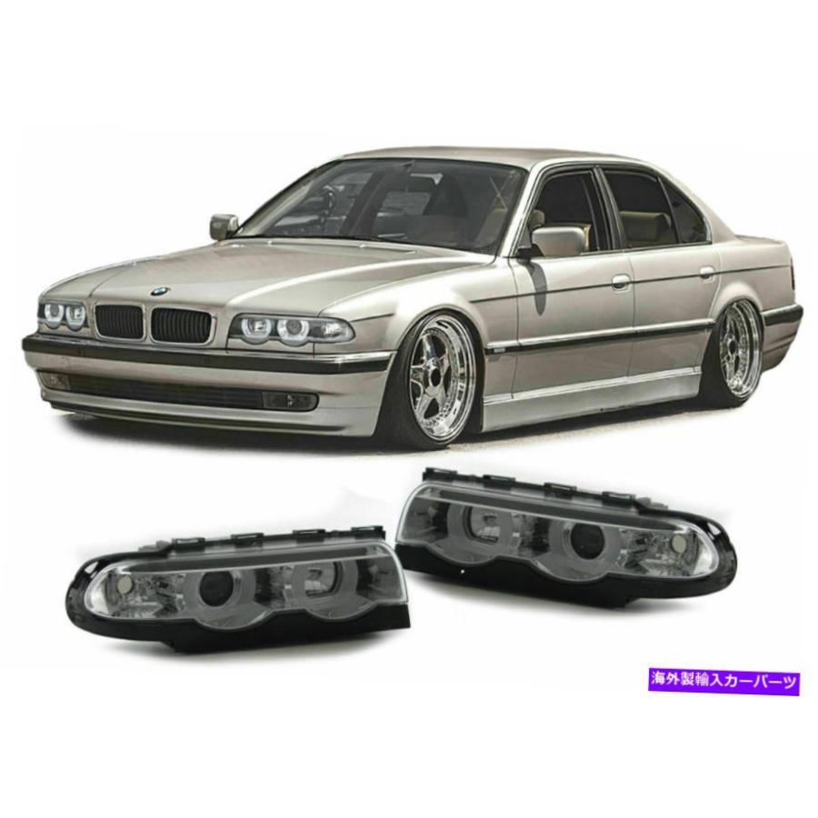 USヘッドライト BMW E38クリアハロゲンLEDライトバーエンジェルアイ