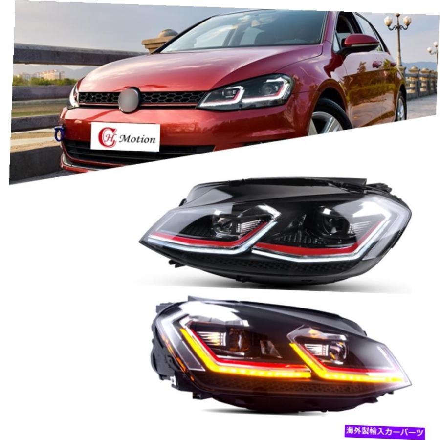 USヘッドライト 2013-2018 VW MK7ゴルフ7プロジェクターヘッドライト赤