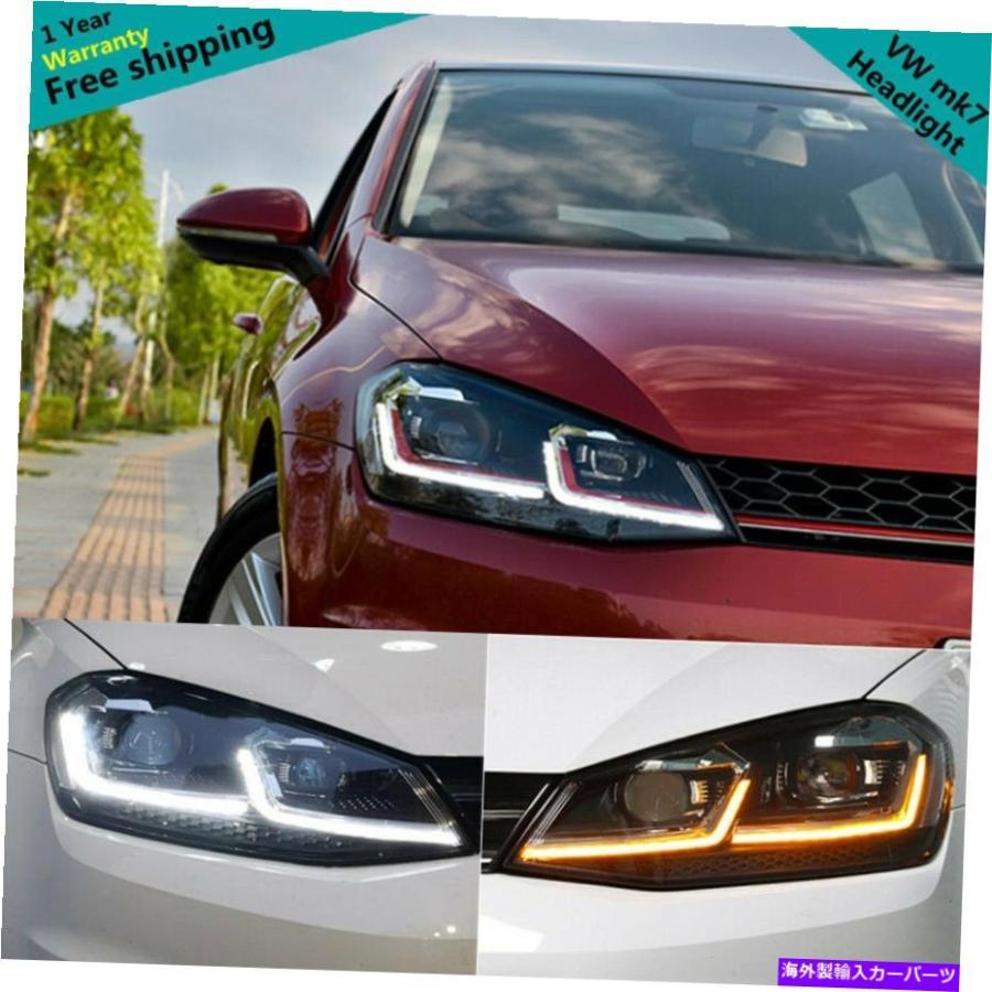 USヘッドライト 15-17 VWゴルフ7赤線Xenonプロジェクターヘッドライト