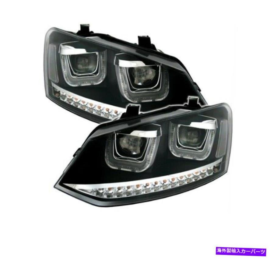 USヘッドライト VW Polo 6R 2009-2014 6C 2014-ブラックVP491セット