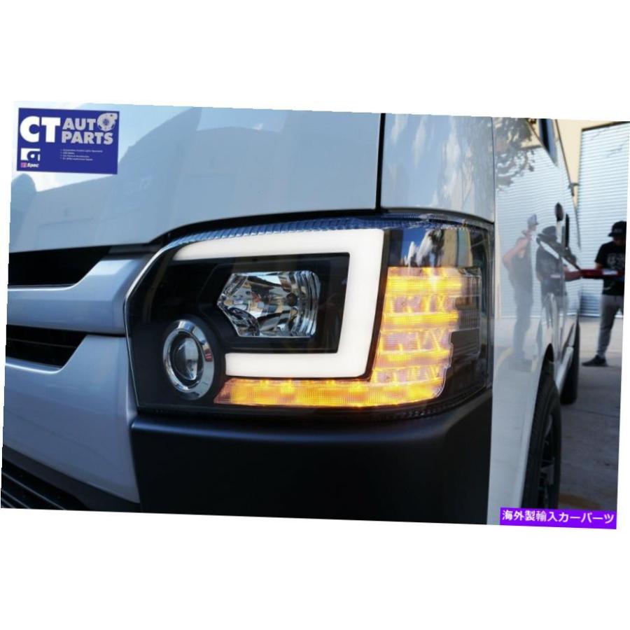 USヘッドライト Black LEDプロジェクターヘッドライト15-21