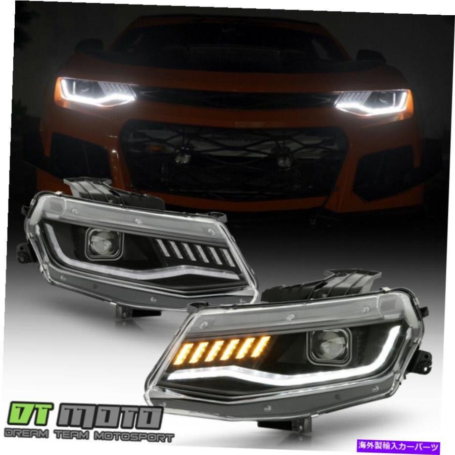 USヘッドライト 2016-2018シボレーカマロハロゲンブラックLED順次