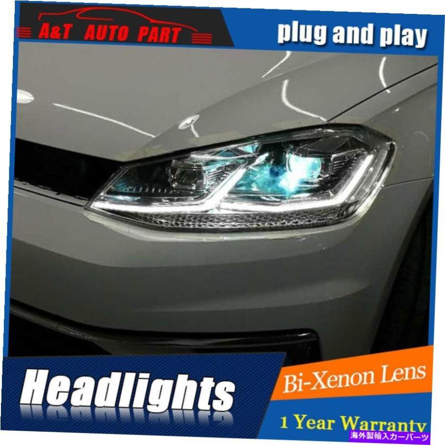 USヘッドライト VWゴルフMK7 20142017バイキセノンレンズプロジェクターLED DRL用ヘッドライトアセンブリ