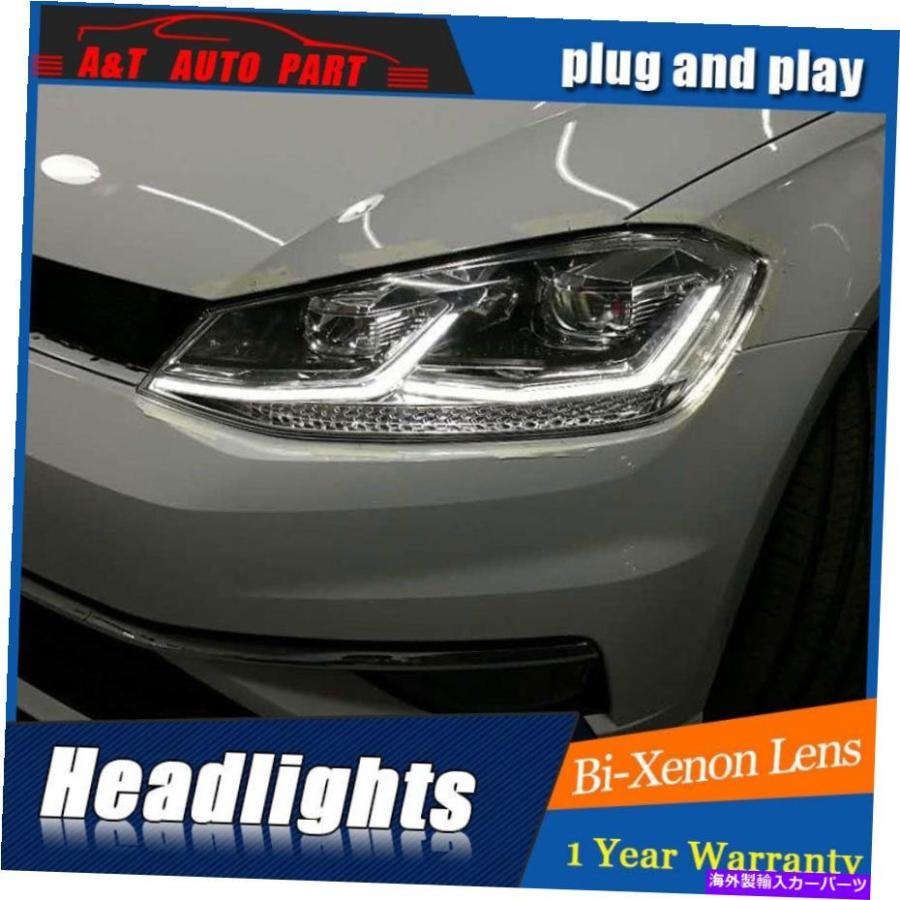 USヘッドライト VWゴルフMK7 20142017バイキセノンレンズプロジェクターLED DRL用ヘッドライトアセンブリ
