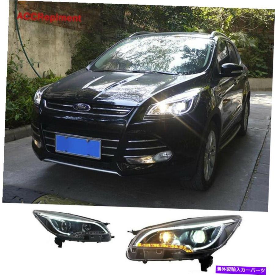USヘッドライト フォードエスケープヘッドライトアセンブリ20132016ダブルビームプロジェクターLED DRL New For Ford