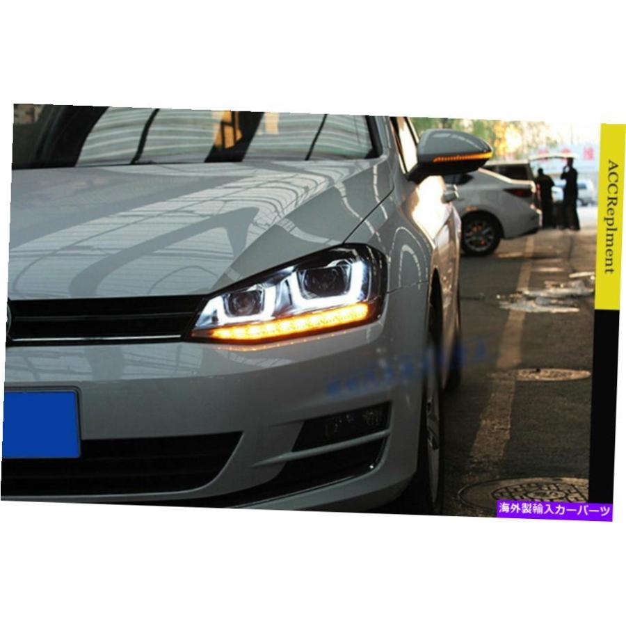USヘッドライト VWゴルフ7 LEDヘッドライトLED DRL 13-15 OEMハロゲン