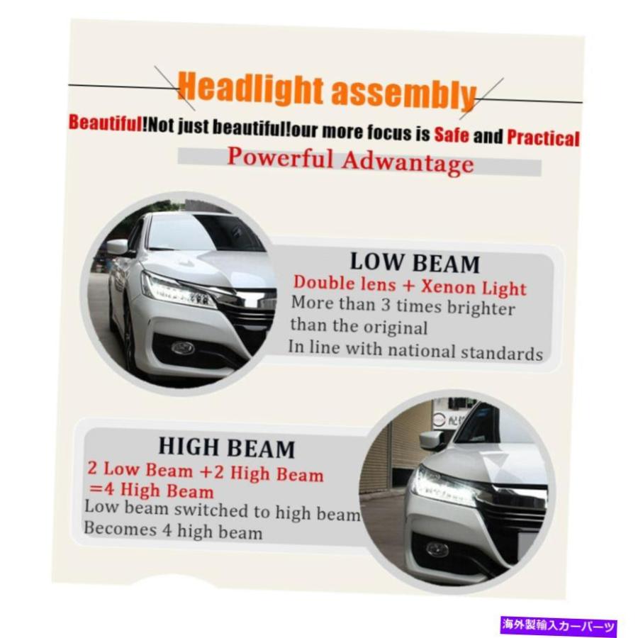 USヘッドライト ホンダアコードヘッドランプ16-17全てのLED