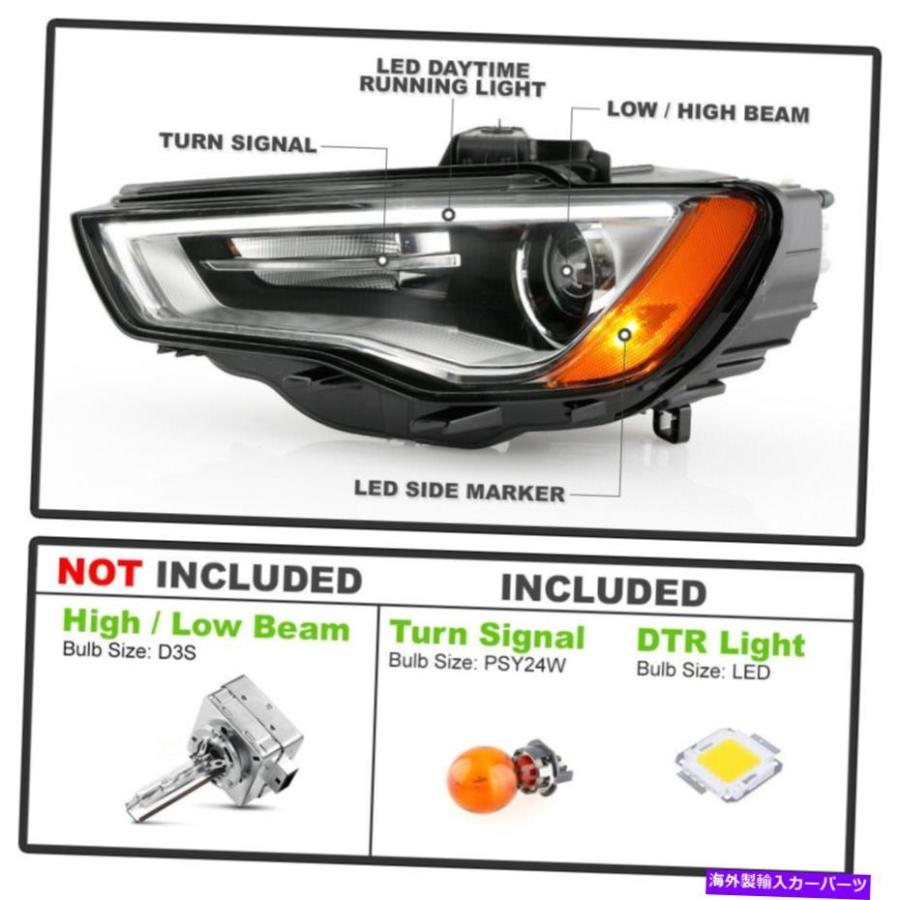 USヘッドライト 2015-2016アウディA3 S3 HID / Xenon Non-AFS LED DRL